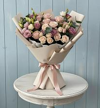 Букет бодрость в Железнодорожный Подольского района Букет цветов из:  Розы и Лизиантусы в Железнодорожный Подольского района