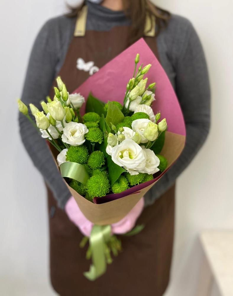 Букет цветов из: Хризантемы и Лизиантусы в Железнодорожный Подольского района