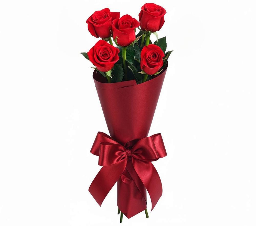 5 Красных роз Эдлесс Лав в Железнодорожный Подольского района Букет 5 Красных роз Эдлесс Лав в Железнодорожный Подольского района