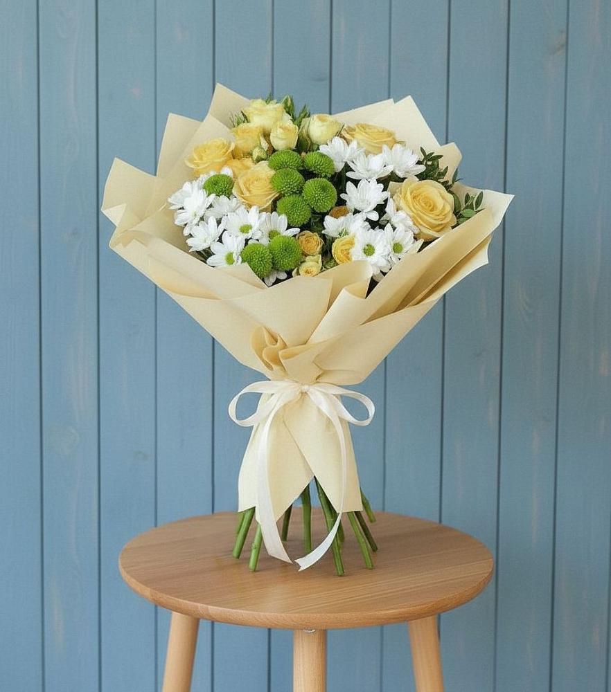 Букет цветов из: Хризантемы и Розы в Железнодорожный Подольского района
