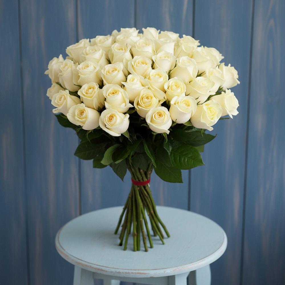 51 Белая роза Эдлесс Лав в Железнодорожный Подольского района Букет 51 Белая роза Эдлесс Лав в Железнодорожный Подольского района