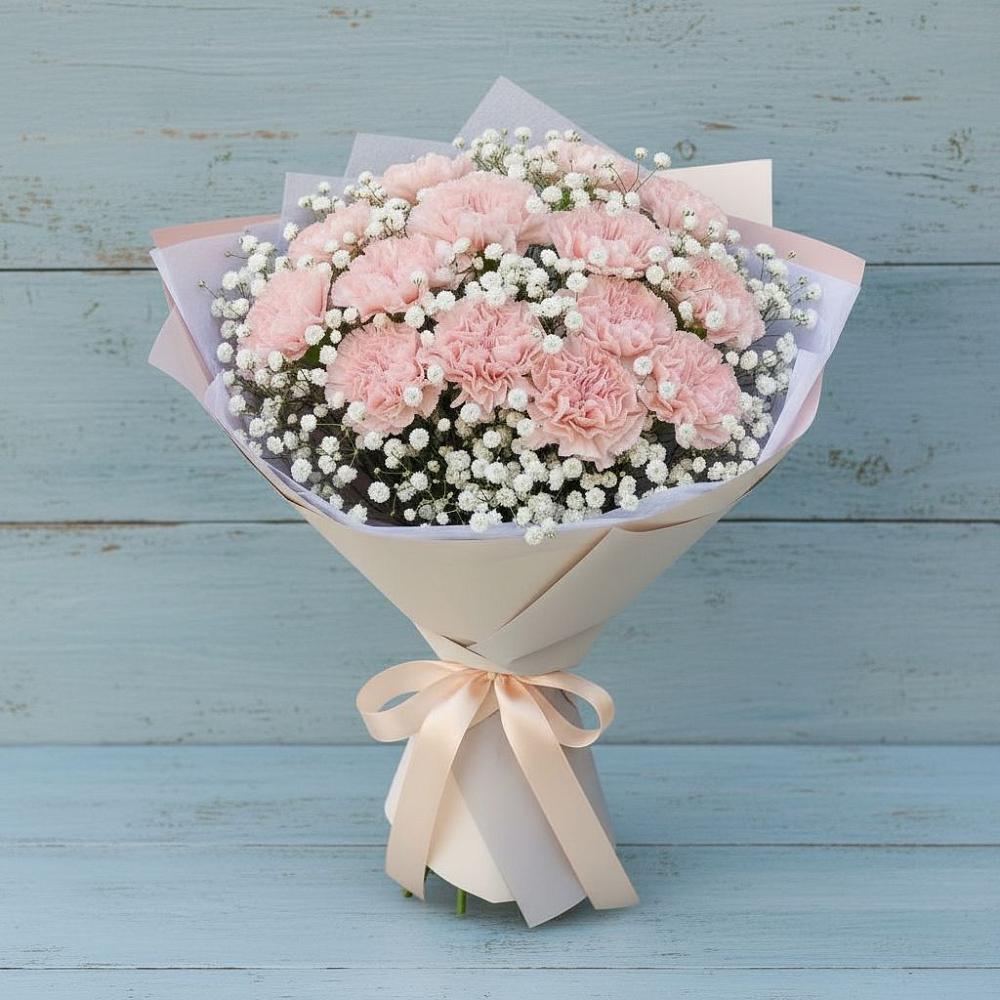 Букет Нежность рассвета в Железнодорожный Подольского района Букет цветов из: Гвоздики в Железнодорожный Подольского района