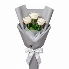 Букет 3 белые розы в Железнодорожный Подольского района Букет 3 белые розы в Железнодорожный Подольского района
