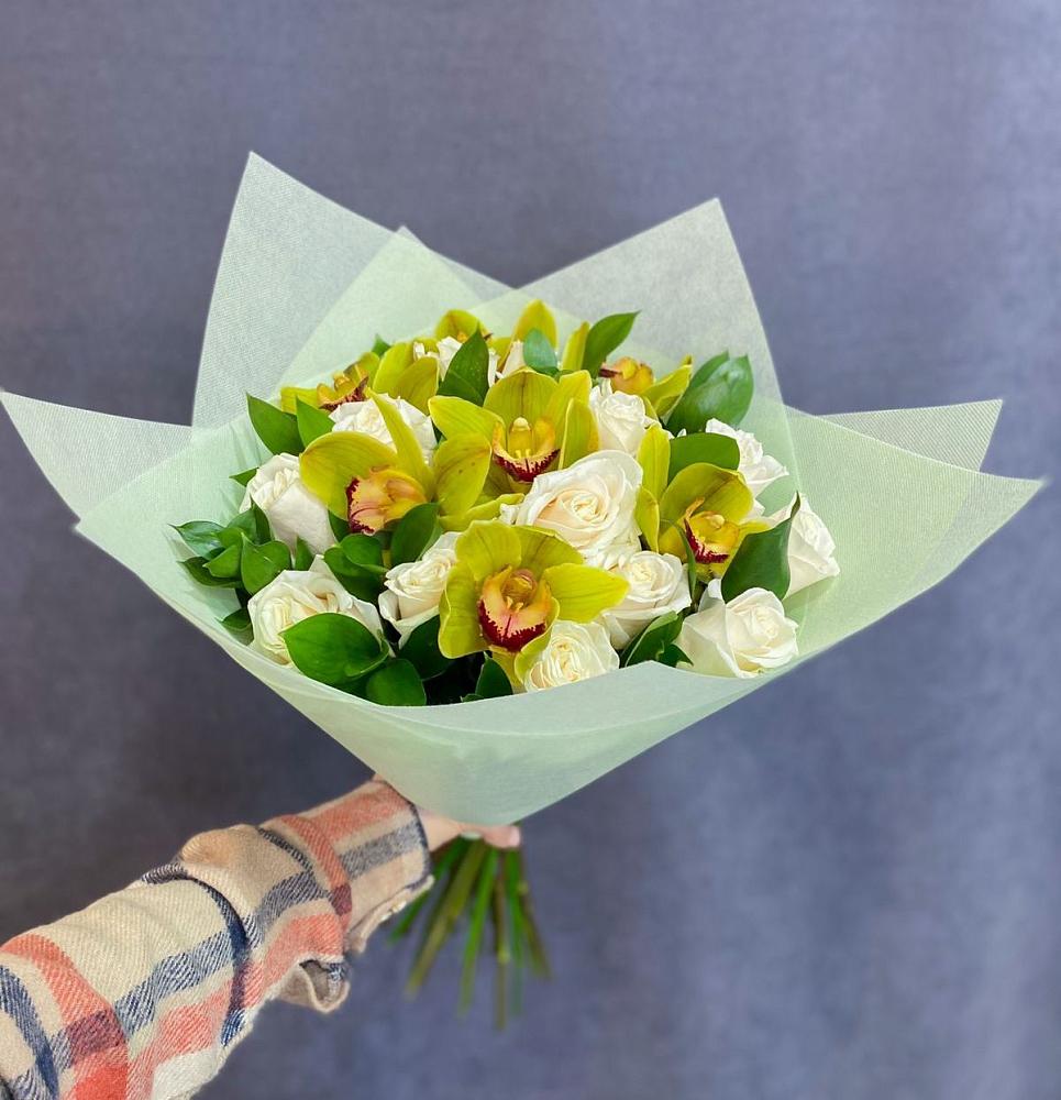 Букет лимончелло в Железнодорожный Подольского района Букет цветов из: Орхидеи и Розы в Железнодорожный Подольского района