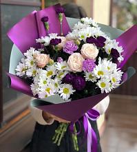 Букет цветов из:  Хризантемы, Гвоздики и Розы в Железнодорожный Подольского района