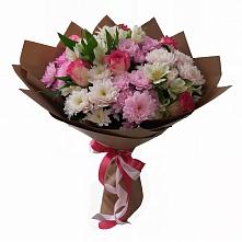 Букет цветов из:  Хризантемы, Альстромерии и Розы в Железнодорожный Подольского района