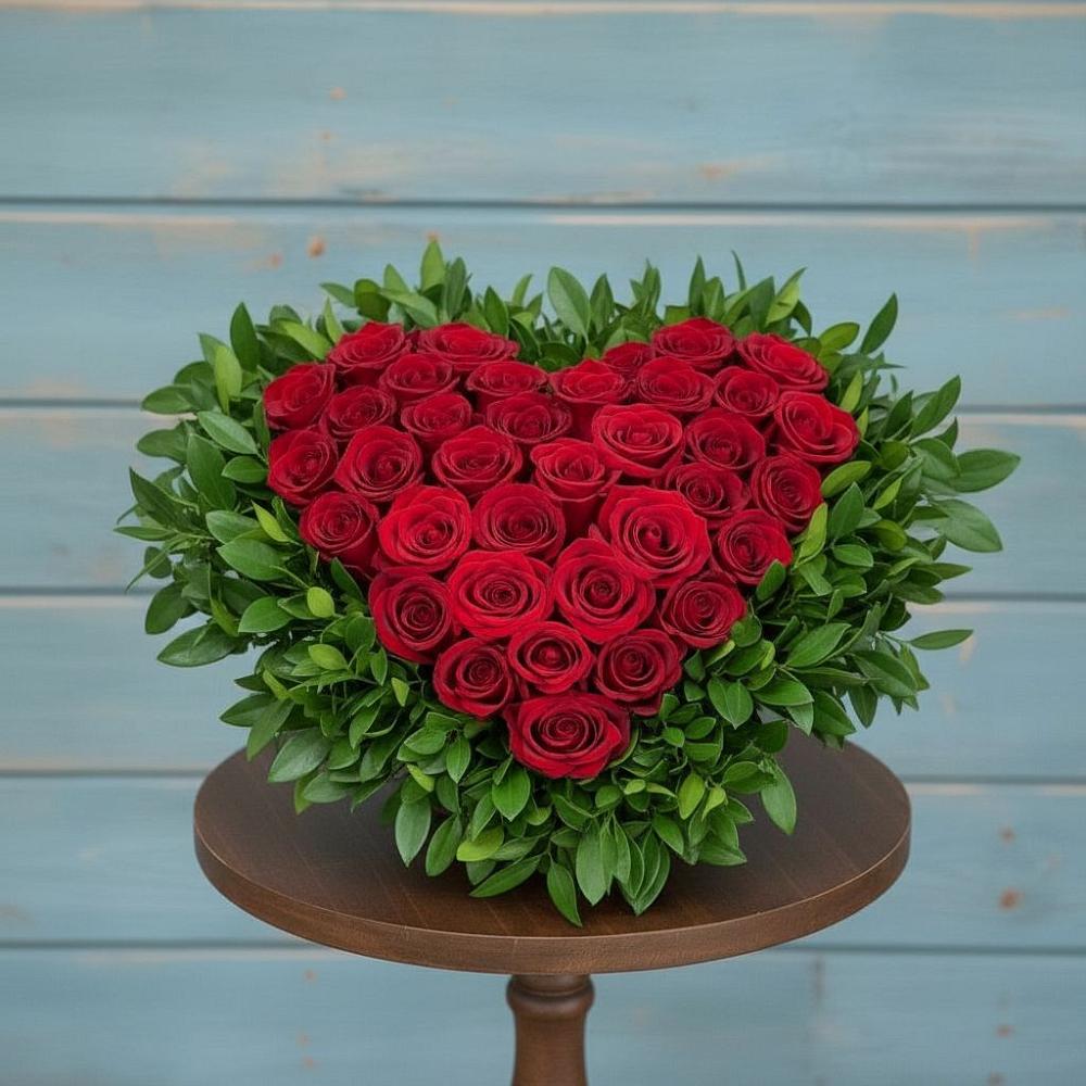 Цветочная композиция из Розы в виде сердца в Железнодорожный Подольского района