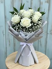 Букет из белых роз в Железнодорожный Подольского района Букет цветов из:  Розы в Железнодорожный Подольского района