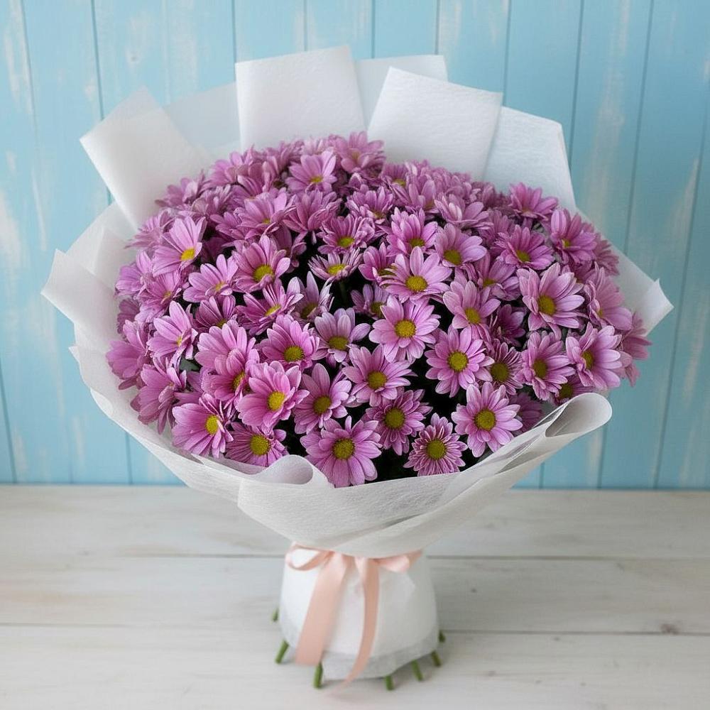 Букет сиреневая охапка в Железнодорожный Подольского района Букет цветов из: Хризантемы в Железнодорожный Подольского района