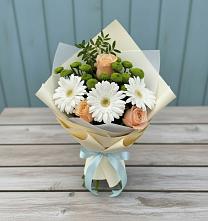 Букет цветов из:  Герберы, Розы и Хризантемы #REPLACE_PRED# Железнодорожный Подольского района