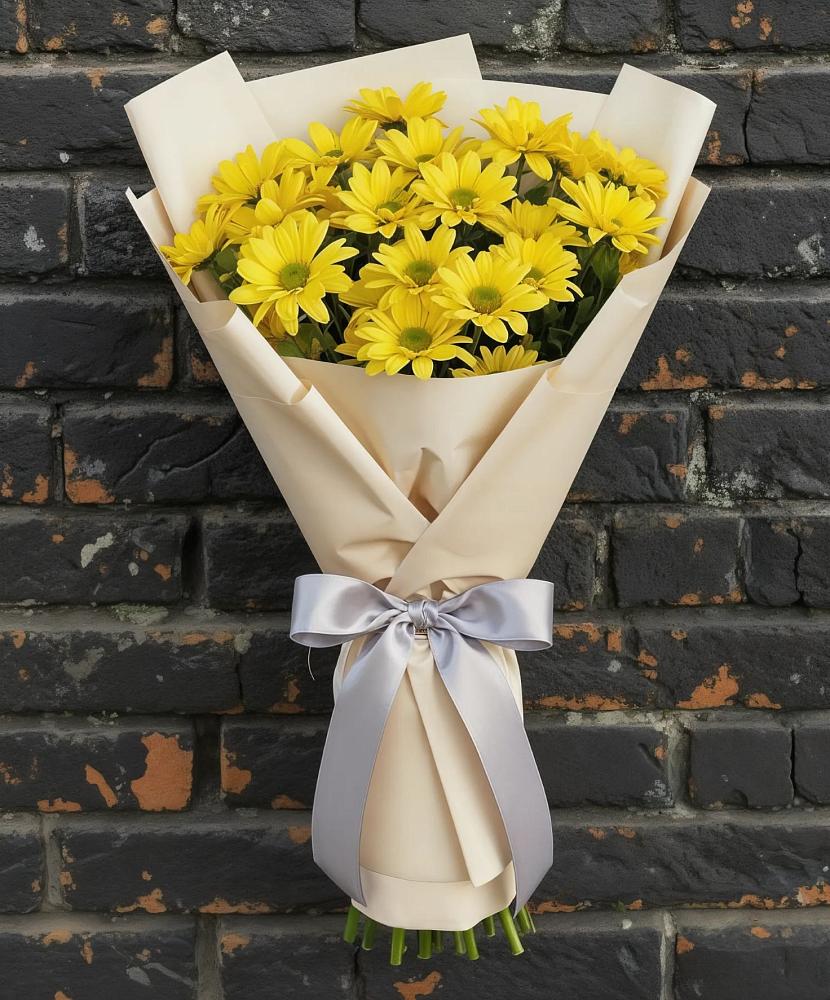 Букет Желтое настроение в Железнодорожный Подольского района Букет цветов из: Хризантемы в Железнодорожный Подольского района