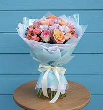 Букет Счастливые мгновение в Железнодорожный Подольского района Букет цветов из:  Хризантемы и Розы в Железнодорожный Подольского района