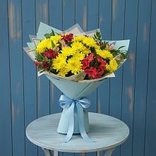 Букет сочные брызги в Железнодорожный Подольского района Букет цветов из:  Альстромерии и Хризантемы в Железнодорожный Подольского района